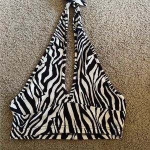 SHEIN Black and White Zebra Print Crop Top